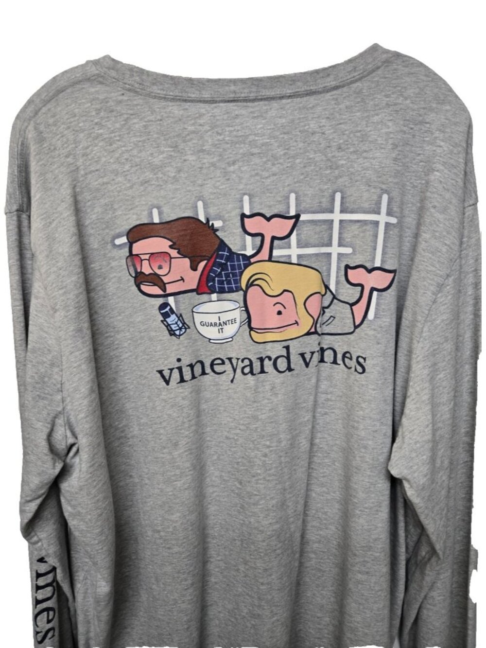 Vineyard Vines Long Sleeve Pocket Tee Back Graphic I Guarantee It Whales 2XL